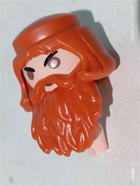 PLAYMOBIL TÊTE BARBE Perruque Cheveux Roux Rousse Écossaise Viking Neuf