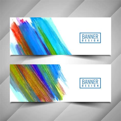 Premium Vector Abstract Colorful Watercolor Banner Set