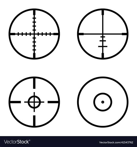 Crosshairs Flat Icon Set Isolated On White Vector Image