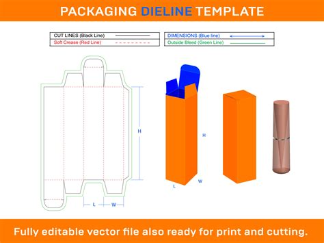 Lipstick Box Cosmetic Box Dieline Template 24552083 Vector Art At Vecteezy