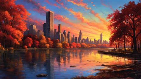 Premium AI Image | Sunrise at the Lake in Central Park Midtown ...