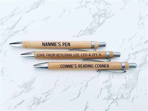 Personalised Engraved Bamboo Pen Natural Wood Handwriting Etsy