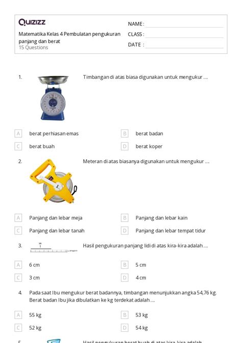 50 Lembar Kerja Pengukuran Dan Kapasitas Untuk Kelas 4 Di Quizizz Gratis And Dapat Dicetak