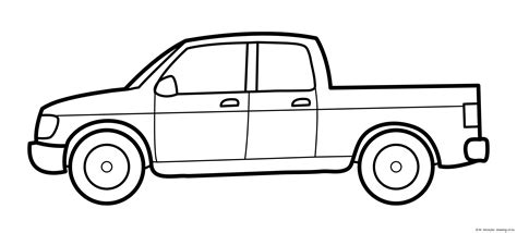 Pickup Truck Coloring Page Line Art Illustrations