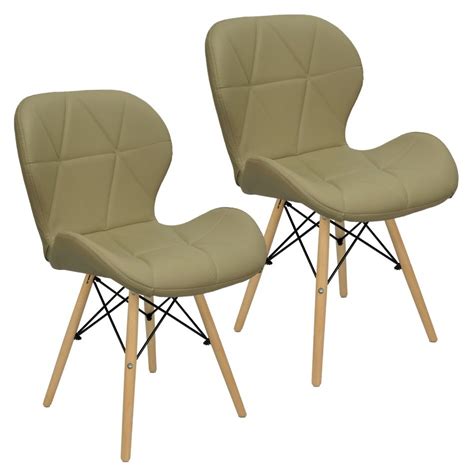 Kit Cadeiras Charles Eames Eiffel Slim Wood Estofada Bege