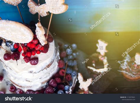 Naked Cake Decorated By Flowers Nuts Stock Photo 1110579041 Shutterstock