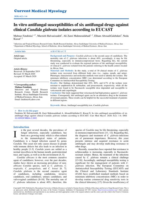 Pdf In Vitro Antifungal Susceptibilities Of Six Antifungal Drugs