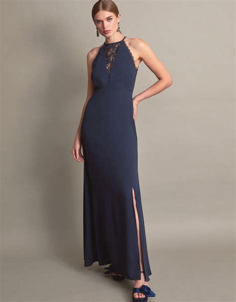 Jackie Lace Halter Dress Blue Evening Dresses Monsoon Uk