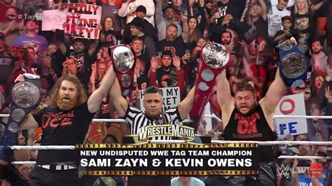 Kevin Owens Sami Zayn Defeat Usos Winning Wwe Undisputed Tag Team