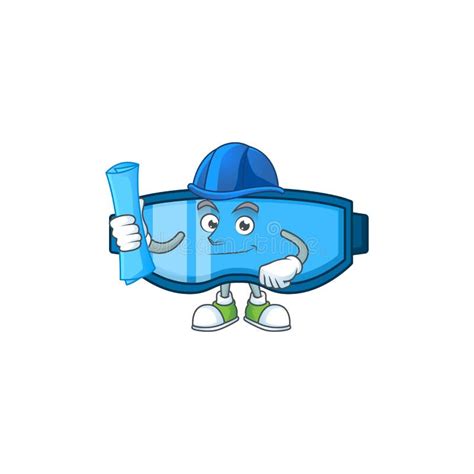 Talented Architect Safety Glasses Cartoon Design Style Having Blue