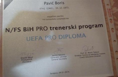 Boris Pavi Stigao Do Uefa Pro Trenerske Diplome Ferata