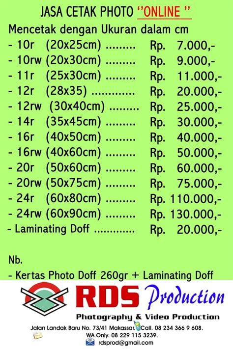 Jual Cetak Photo 20r 50x60cm Per Lembar Kota Makassar RDS