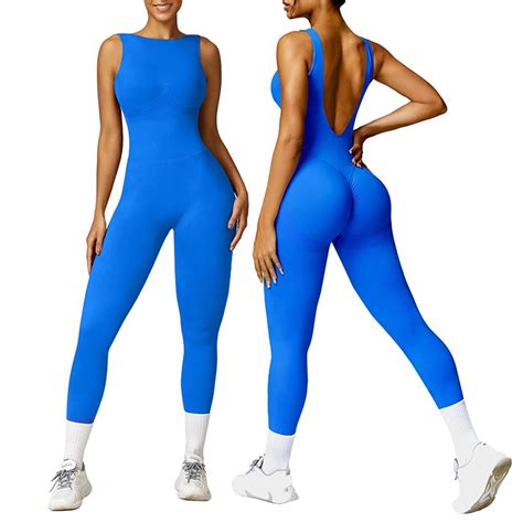 Ehqjnj Sexy Jumpsuits For Women Dressy Scrunch Butt Jumpsuits 2024 Crew Neck Seamless Romper V