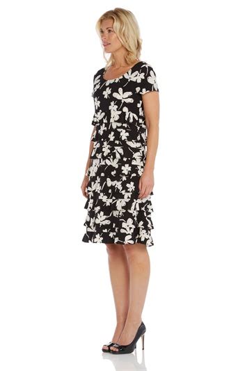 Floral Frill Dress In Black Roman Originals Uk