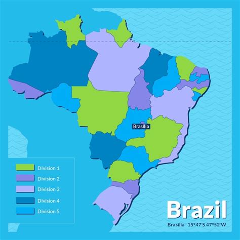 Ilustración Del Mapa Plano De Brasil Vector Premium