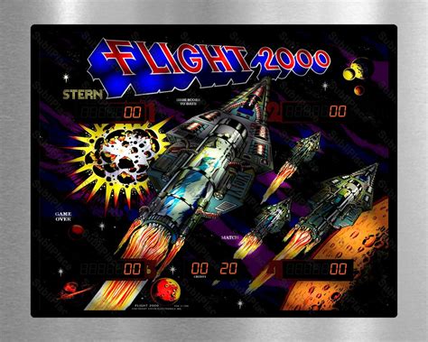 Flight 2000 Pinball Arcade Game Backglass Image On A Etsy