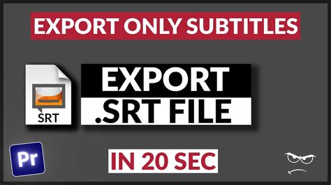 How To Export Srt Subtitles Premiere Pro Youtube