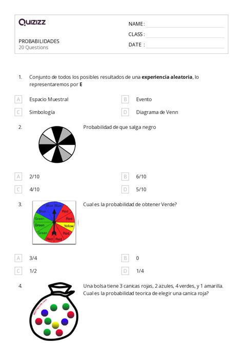 50 Probabilidad De Eventos Compuestos Hojas De Trabajo Para Grado 1 En