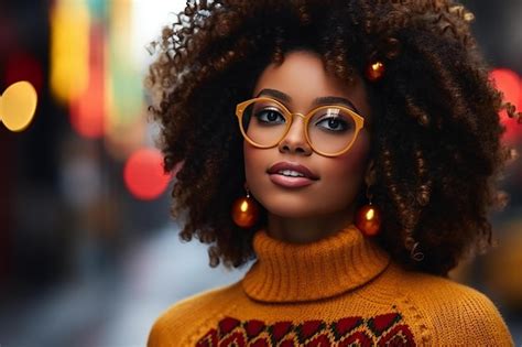 Premium Photo Beautiful African American Woman With Afro Hairstyle