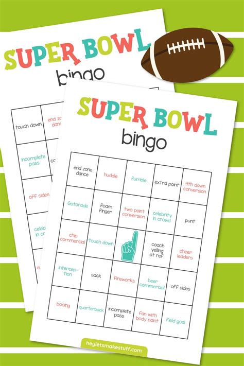 Super Bowl Bingo Printable Cards - Hey, Let's Make Stuff