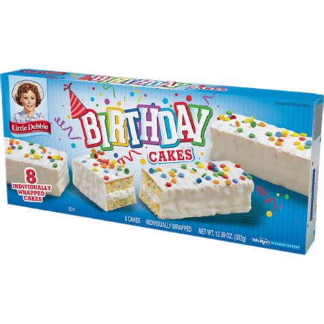 Birthday Cakes, 6 Boxes, 48 Individually Wrapped Vanilla Cakes with ...