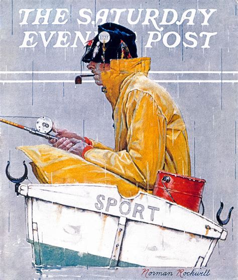 Sport Man In Fishing Boat 1939 By Norman Rockwell Paper Print