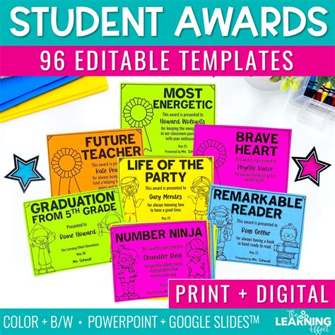 End Of The Year Student Awards Editable Templates