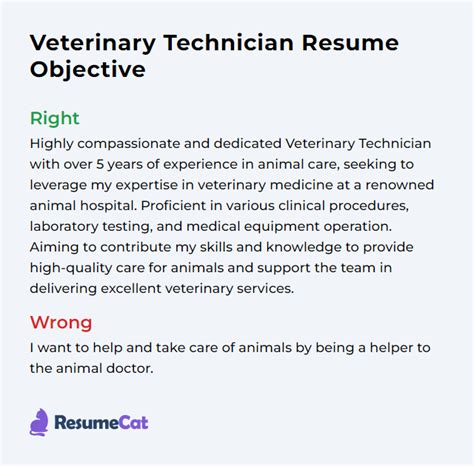 Top 16 Veterinary Technician Resume Objective Examples