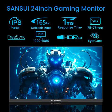 SANSUI 24 Inch Gaming Monitor 165Hz DP X1 HDMI X2 Ports IPS Computer