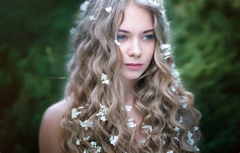 Wallpaper Girl Face Portrait Long Hair Flowers Curls Alexander