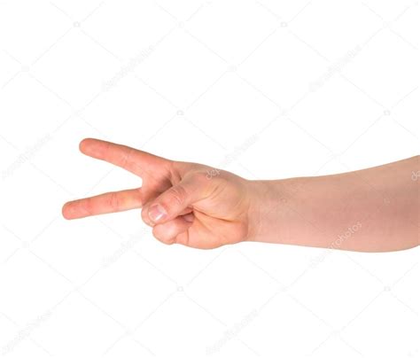 Two finger hand gesture sign isolated — Stock Photo © exopixel #25985277