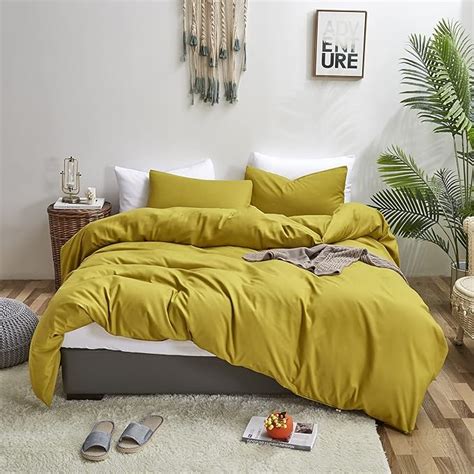 Wellboo Yellow Comforter Sets Women Men Solid Chartreuse Bedding