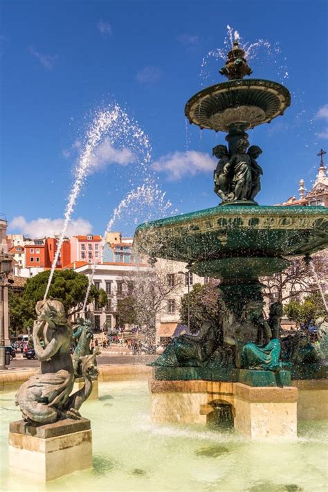 The Beautiful Rossio Square In Lisbon Portugal Stock Image Image Of