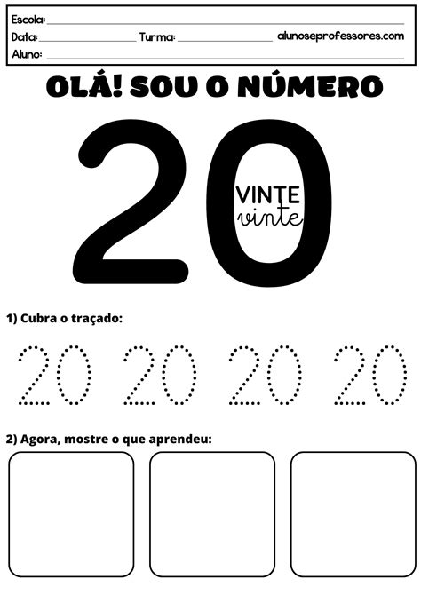 Como Escreve 20 - Atividades com o Número 20 para imprimir | Alunos e Professores