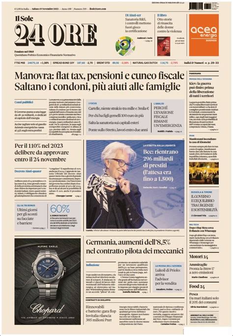 Newspaper Il Sole 24 ORE Italy Newspapers In Italy Saturday S