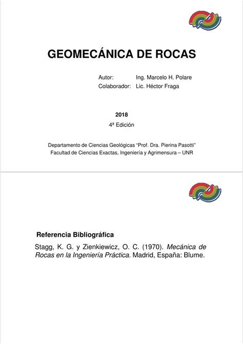 PDF Geomecánica de Rocas Facultad de Ciencias Exactas de Rocas