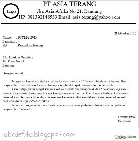 Contoh Surat Pengaduan Claim Contoh Surat