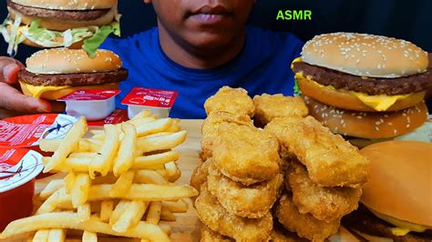 ASMR MCDONALDS BIG MAC 20 CHICKEN NUGGETS DOUBLE CHEESEBURGER QUARTER