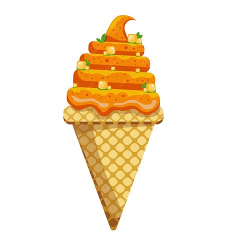 Premium Vector Ice Cream Waffle Cone Ice Cream Mango Scoops Waffle Cone