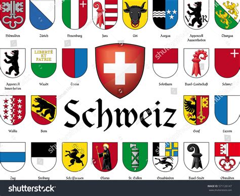 Coats Arms Swiss Cantons Vector Image Vectorielle De Stock Libre De