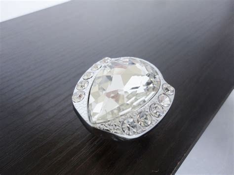 Modern Fashion Chrome K9 Crystal Glass Cabinet Knobs Pull Handle New Diameter 32mm K9 Crystal