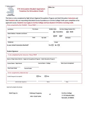 Fillable Online Cms Cerritos Fill Out The Articulation Agreement Form