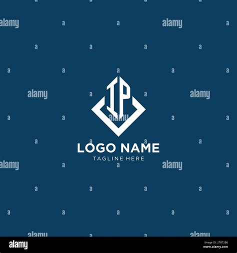 Initial Ip Logo Square Rhombus With Lines Modern And Elegant Logo