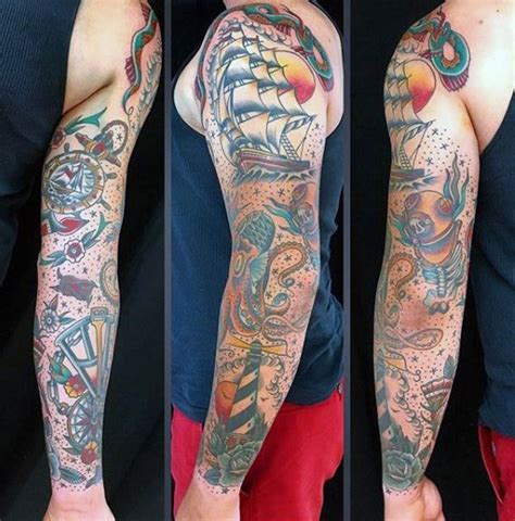 Top 59 Traditional Tattoo Sleeve Ideas [2021 Inspiration Guide] Traditional Tattoo Sleeve