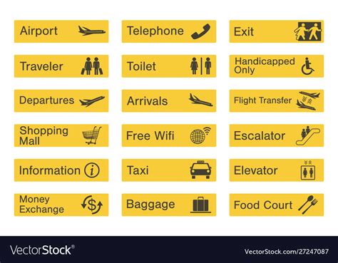 Airport Sign Set Royalty Free Vector Image Vectorstock