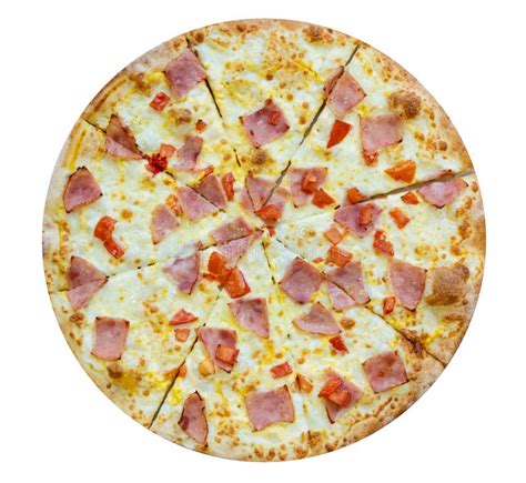 Pizza Isolated On A White Background Pizza With Ham Cheese And