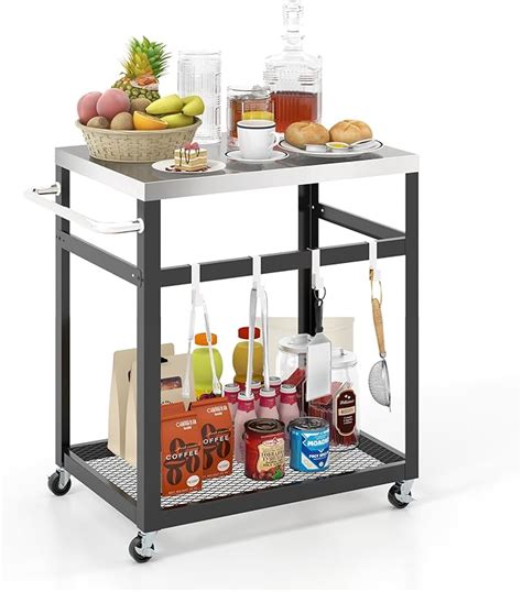 Giantex Outdoor Grill Cart With 29w X 20d Stainless Steel Top Storage Shelf Outdoor