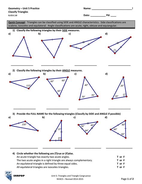 Geometry Unit 5 Practice Name