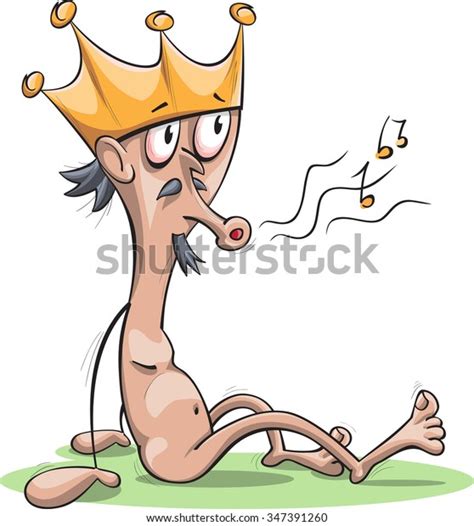 Naked King Caricature Vector Illustration Isolated Stock Vector Royalty Free