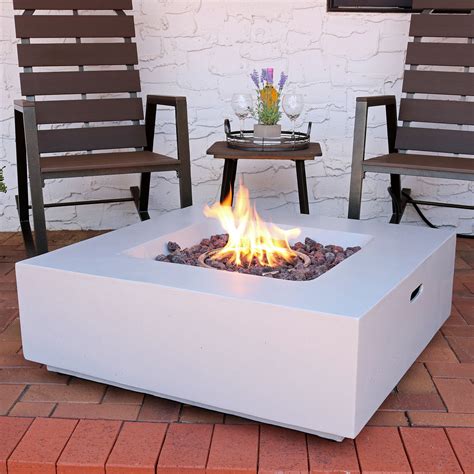 Sunnydaze Contempo Square Outdoor Propane Gas Fire Pit W Cover And Lava